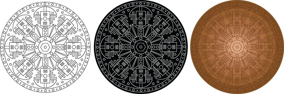 Space geometric pattern in circle for coloring book Stock Illustration