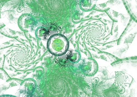 Space geometry. Dynamic flowing forms with spirals. Stock Illustration