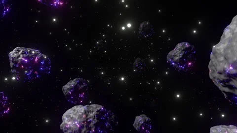 Space Glowy Asteroids Meteoroids Background Stock-Footage 246704680