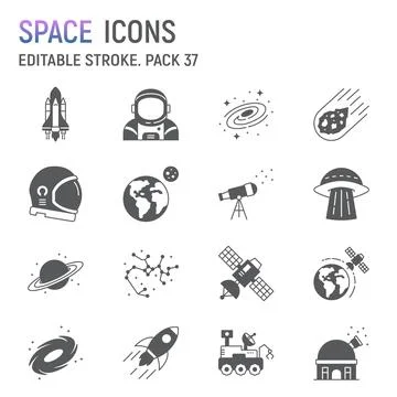 Space glyph icon set Stock Illustration