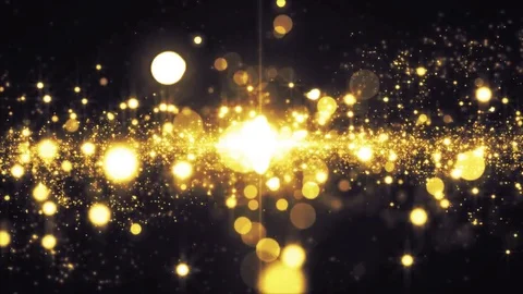 Space gold background with particles. Space golden dust with stars on black b Stock Footage 82447403
