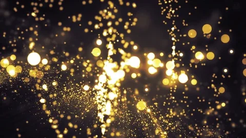 Space gold background with particles. Space golden dust with stars on black b Video stock 82447613
