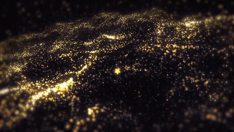 Space gold background with particles. Space golden dust with stars on black b Video stock 82455167