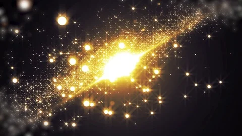 Space gold background with particles. Space golden dust with stars on black b Stock Footage 82456496