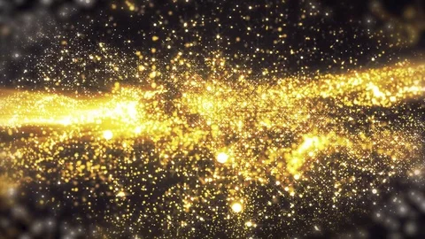 Space gold background with particles. Space golden dust with stars. Sunlight  Stock Footage 82471263