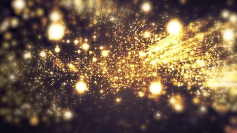 Space gold background with particles. Space golden dust with stars on black b Stock Footage 82577067