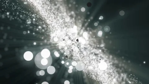 Space gray background with particles. Space silver dust with stars on black b Stock Footage