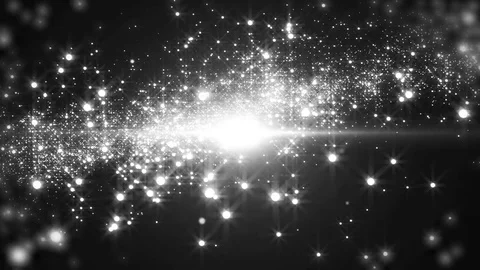 Space gray background with particles. Space silver dust with stars on black b Video stock 82497819