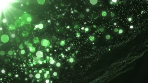 Space green background with particles. Space lime dust with stars on black ba Video stock 82444418