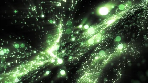 Space green background with particles. Space lime dust with stars on black ba Vidéo 82473624