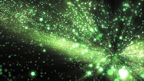 Space green background with particles. Space lime dust with stars on black ba Video stock 82479086