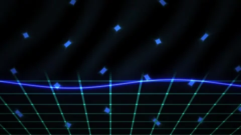 Space grid with blue line and dots on black background. Stock Footage 336257009