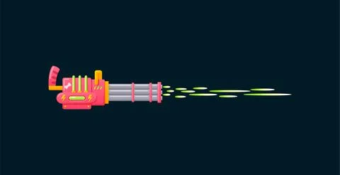 Space gun blaster with laser ray futuristic weapon or kids toy isolated on black Stock Illustration