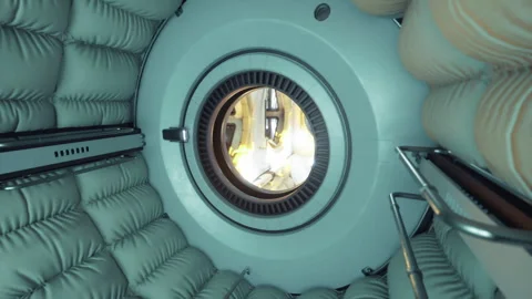 Space gym equipment. Onboard exercise area with support and resistance tools Stock Footage 330246732