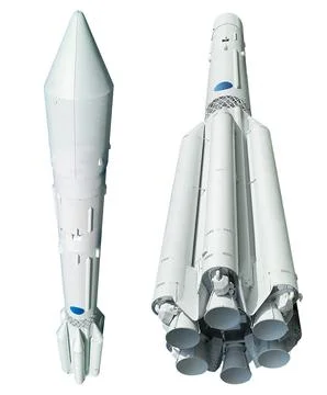 Space heavy rocket set Stock Illustration