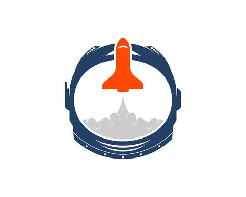 Space helmet with space ship gliding inside Stock Illustration
