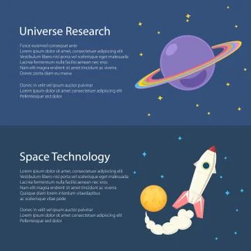 Space Horizontal Banners Stock Illustration
