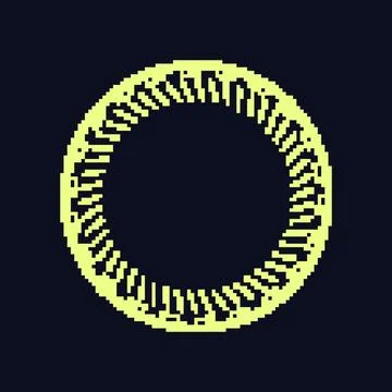 Space hud round frame pixel art vector illustration Stock Illustration