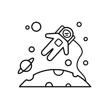 Space humanization, cosmonaut planet icon. Simple line, outline vector elements Stock Illustration