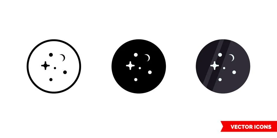 Space icon of 3 types. Isolated vector sign symbol. Stock Illustration