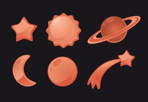 Space icon set Stock Illustration