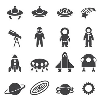 Space icon set Stock Illustration