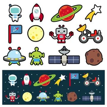 Space Icon Set Stock Illustration