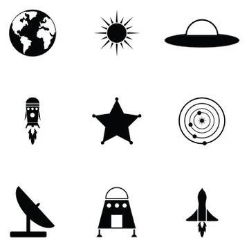 Space icon set Illustrazione stock