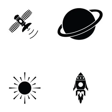 Space icon set Stock Illustration