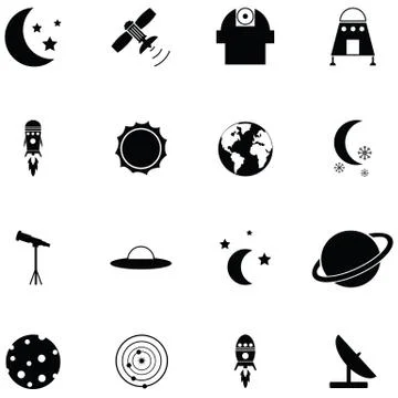 Space icon set Illustrazione stock