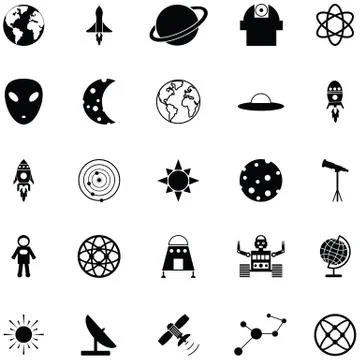 Space icon set Stock Illustration