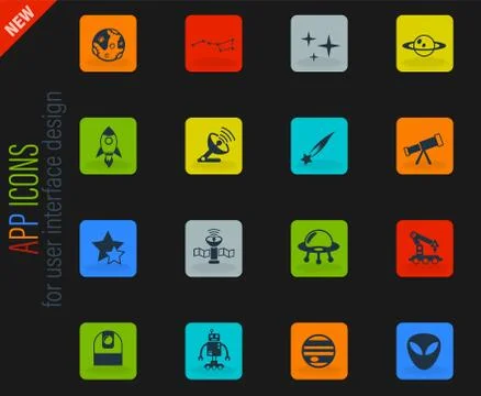 Space icon set Stock Illustration