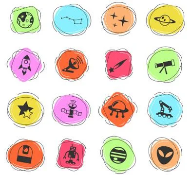 Space icon set Stock Illustration
