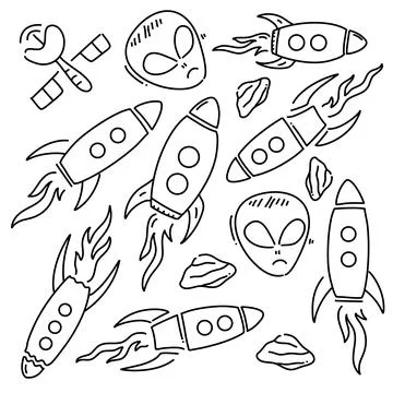 Space icon set with line style bundle set vector Stock-Illustration