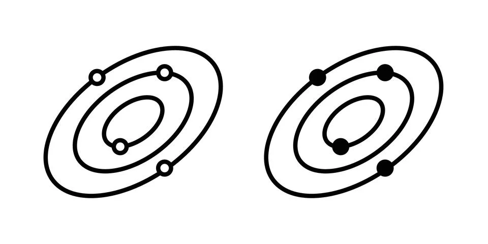 Space icon thin line and clipart style vector set Stock Illustration