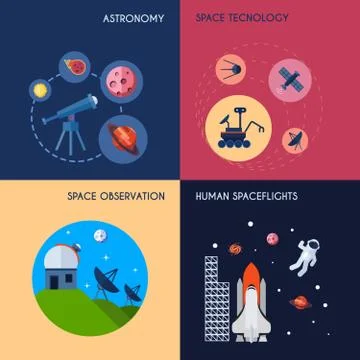 Space Icons Flat Illustrazione stock