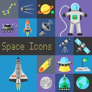 Space Icons Flat Stockillustratie