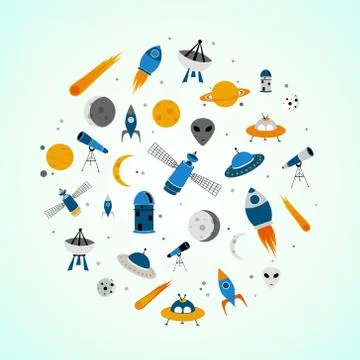 Space icons Stock Illustration