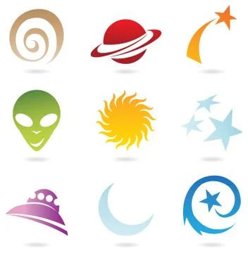 Space icons Stock Illustration