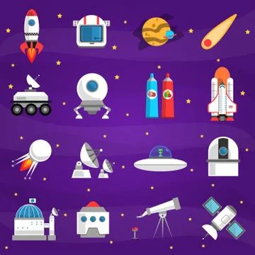 Space Icons Set 库存插图