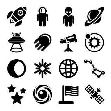 Space Icons Set Stock Illustration