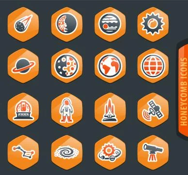 Space icons set Stock Illustration
