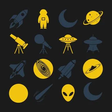Space Icons Set Stock Illustration