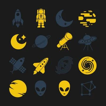 Space Icons Set Stock Illustration