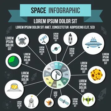 Space infographic elements, flat style Illustrazione stock