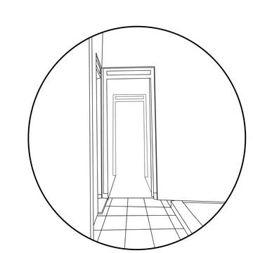 Space interior sketch Stock Illustration