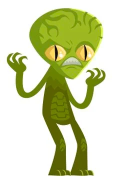 Space invader alien green creature Stock Illustration