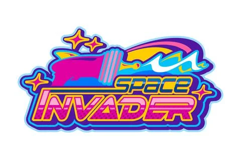 Space invader retro Y2K icon or vintage sign Stock Illustration