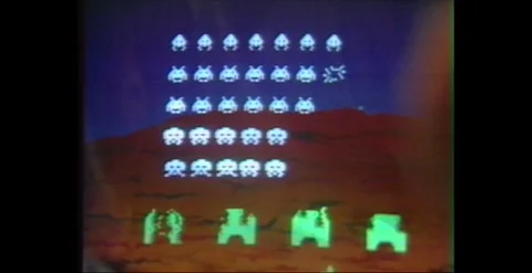 Space Invaders Arcade Gaming – Australia (1981) Stock Footage 319421652