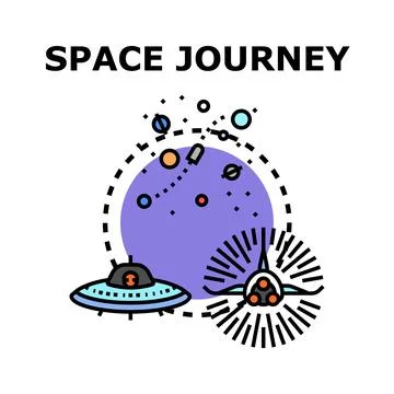 Space journey concept exploring far cosmos planets Stock Illustration